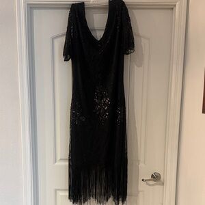 Women's Roaring 1920's Style Fringed Black Dress Plus Size 4Xl fits like 2XL
